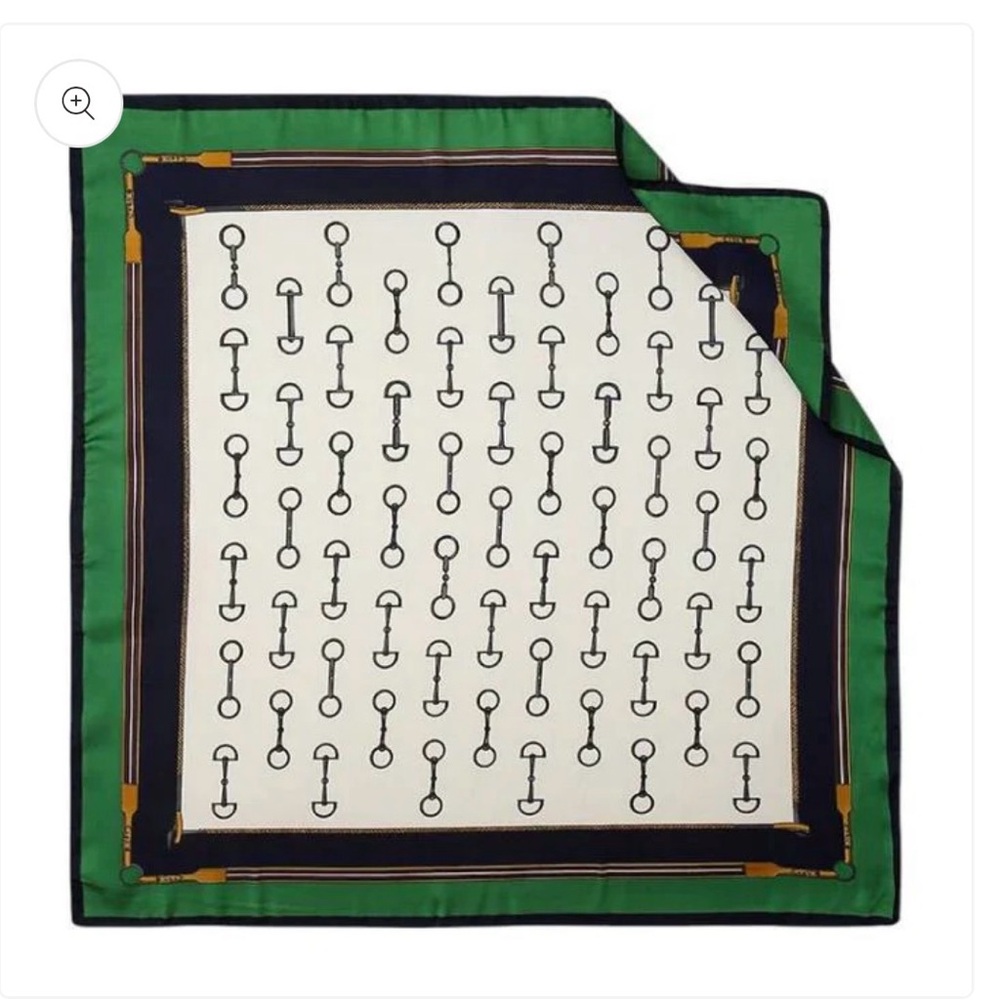 satin Elegant Green and Navy Scarf